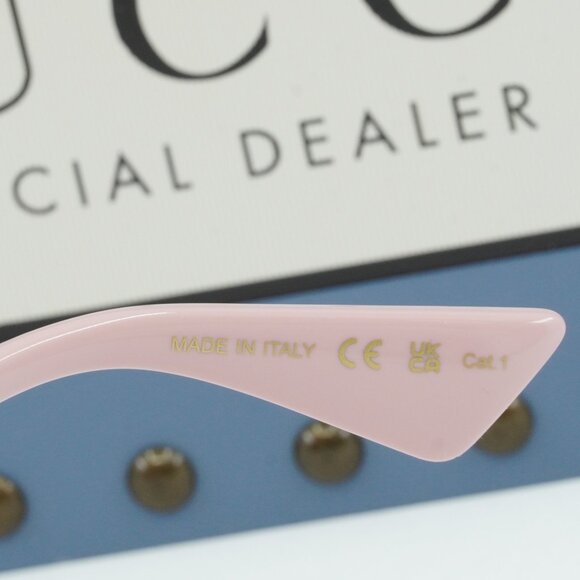 Gucci GG0818SA 003 Geometric Sunglasses - Gold/Pink main image 6